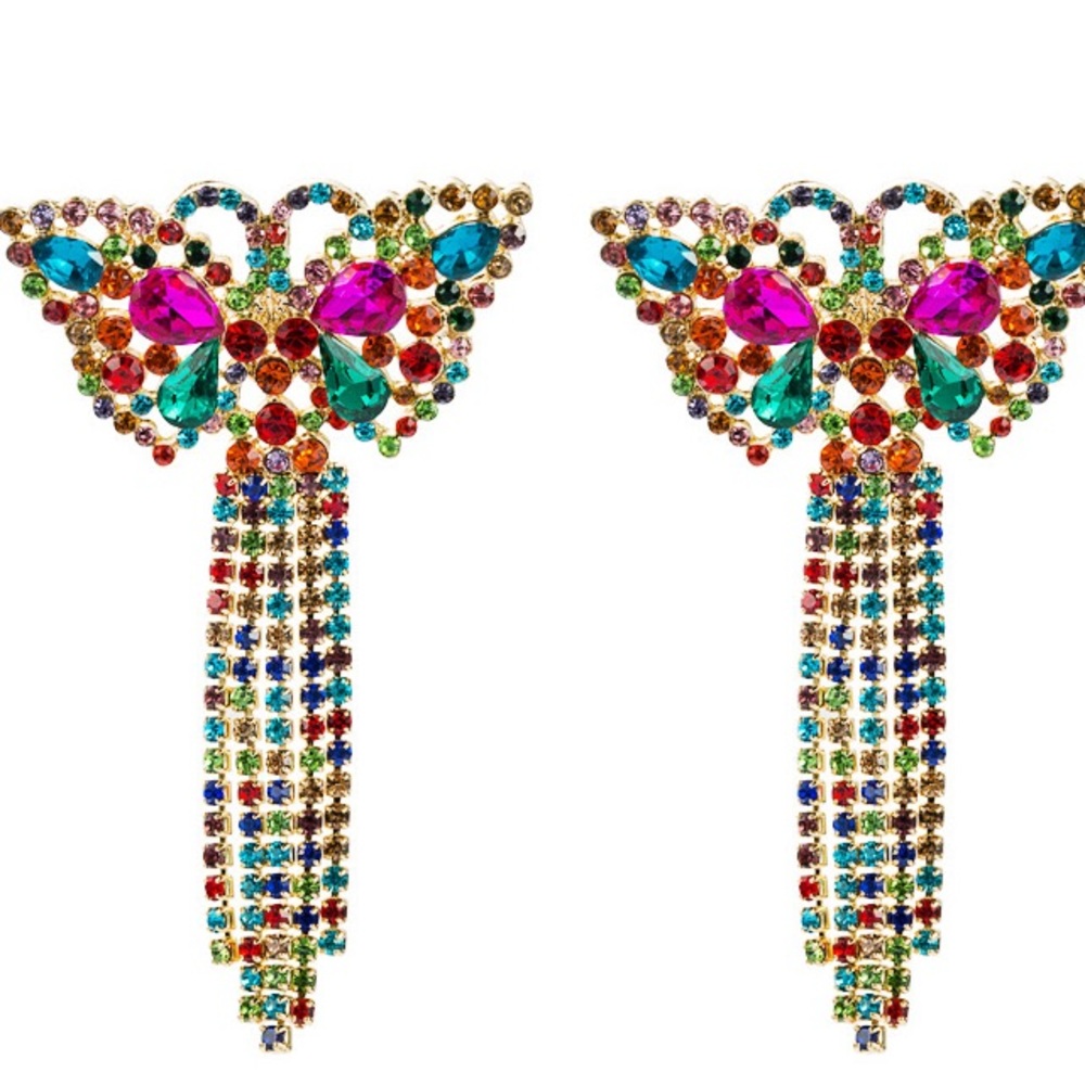 Women’s butterfly rhinestone earrings - NEW